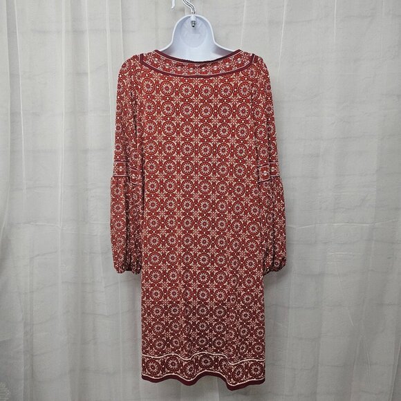 Max Studio Red Geometric Boho Shift Dress L - Picture 7 of 12